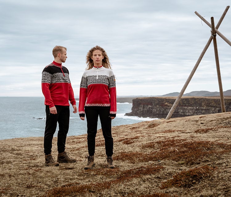 couple in norwegian sweaters